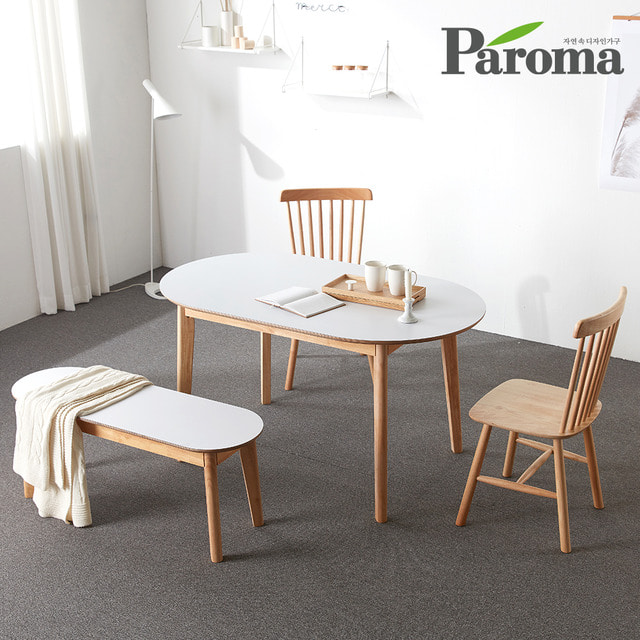 파로마-파로마 블랑 이지클린 HPM 자작나무 다용도 테이블세트 (1400 테이블+1100벤치+의자2개)